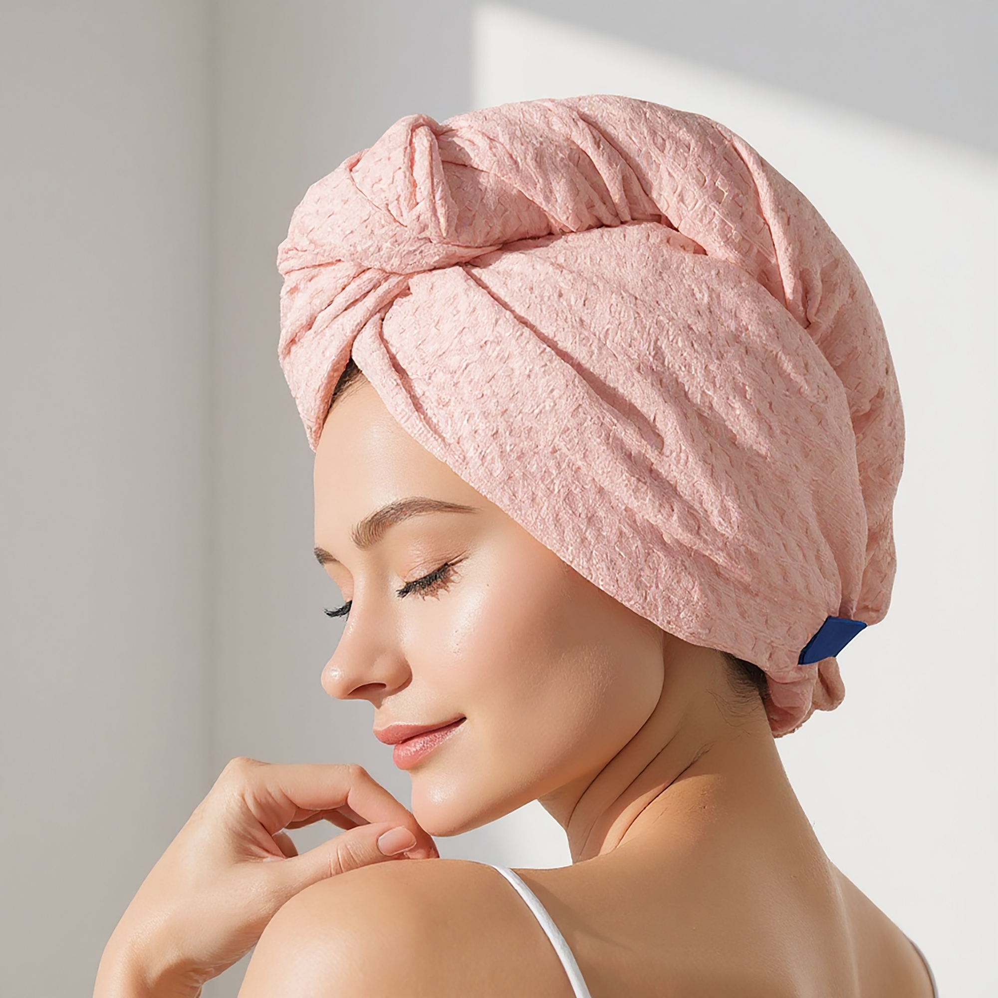 Pink Drawstring Hair Turban
