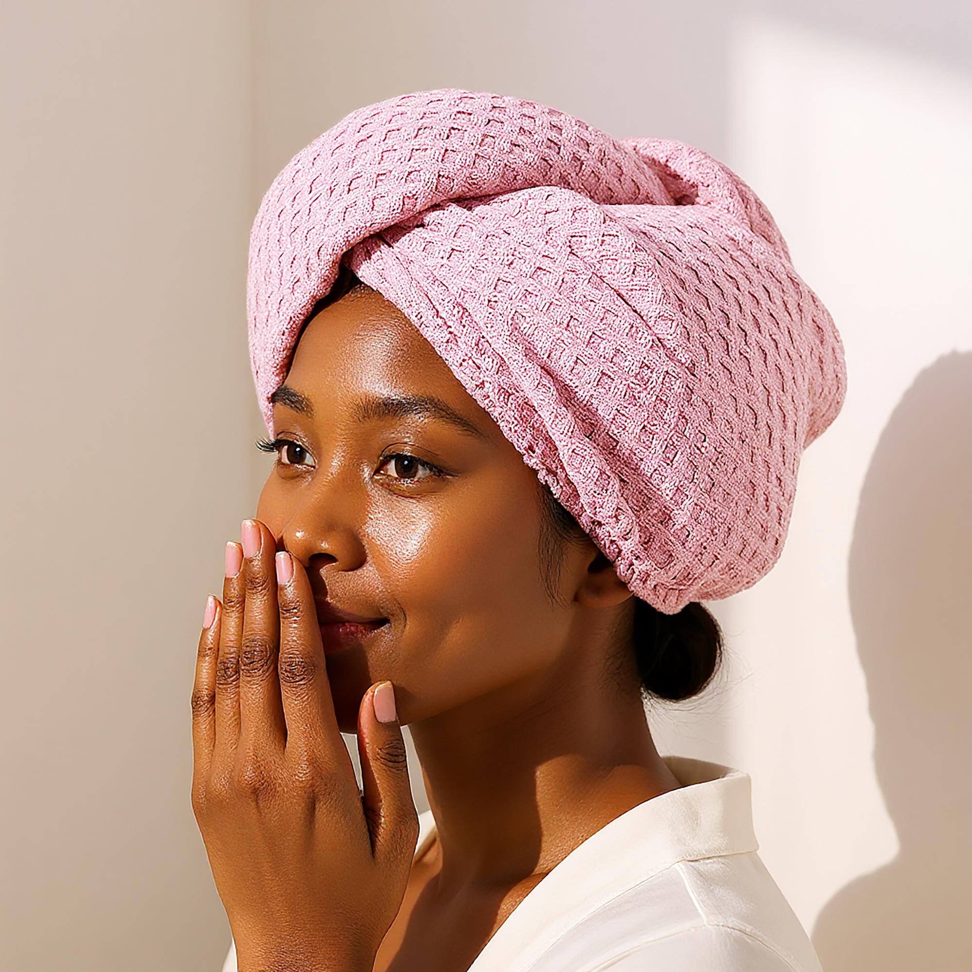 Pink Button Hair Turban