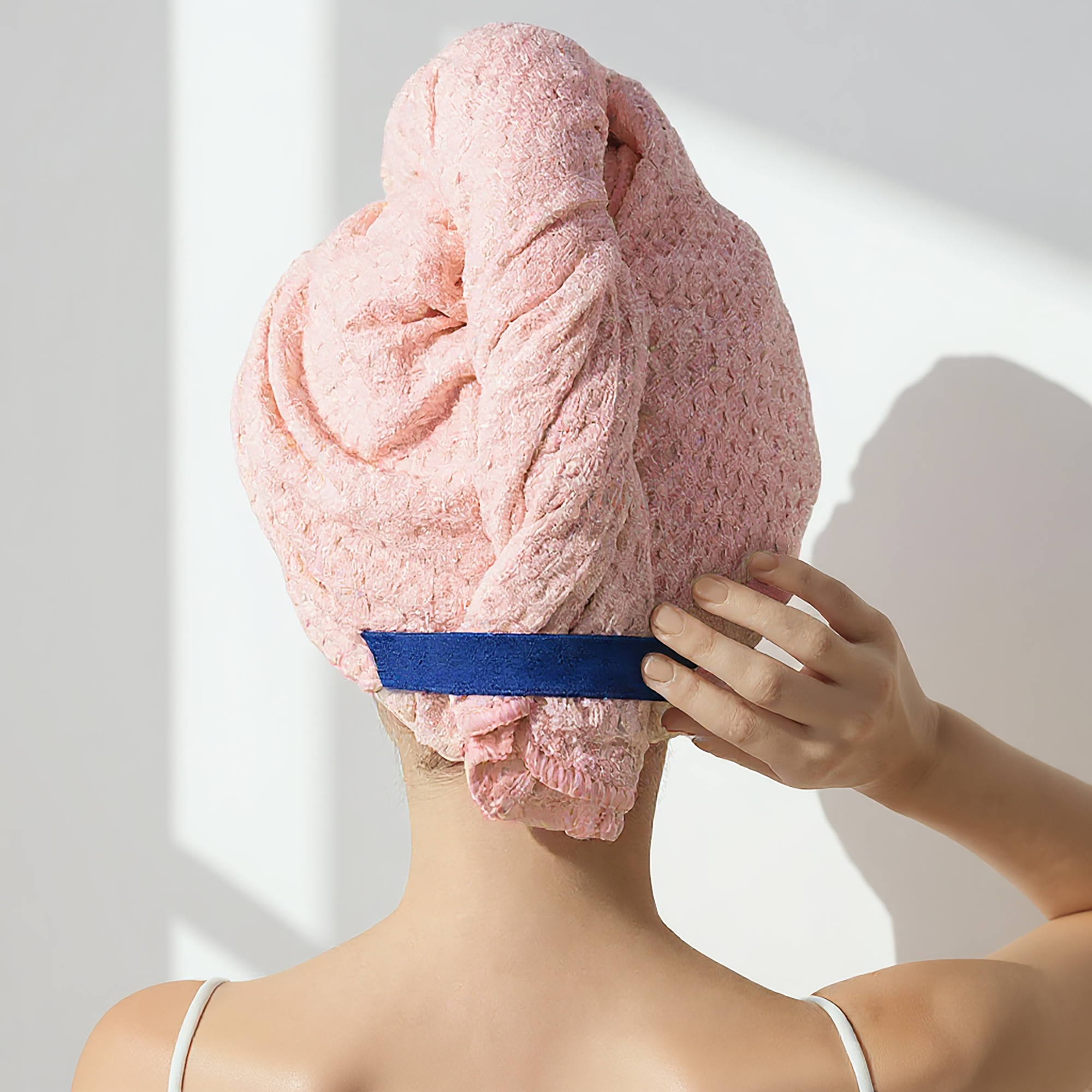 Pink Drawstring Hair Turban