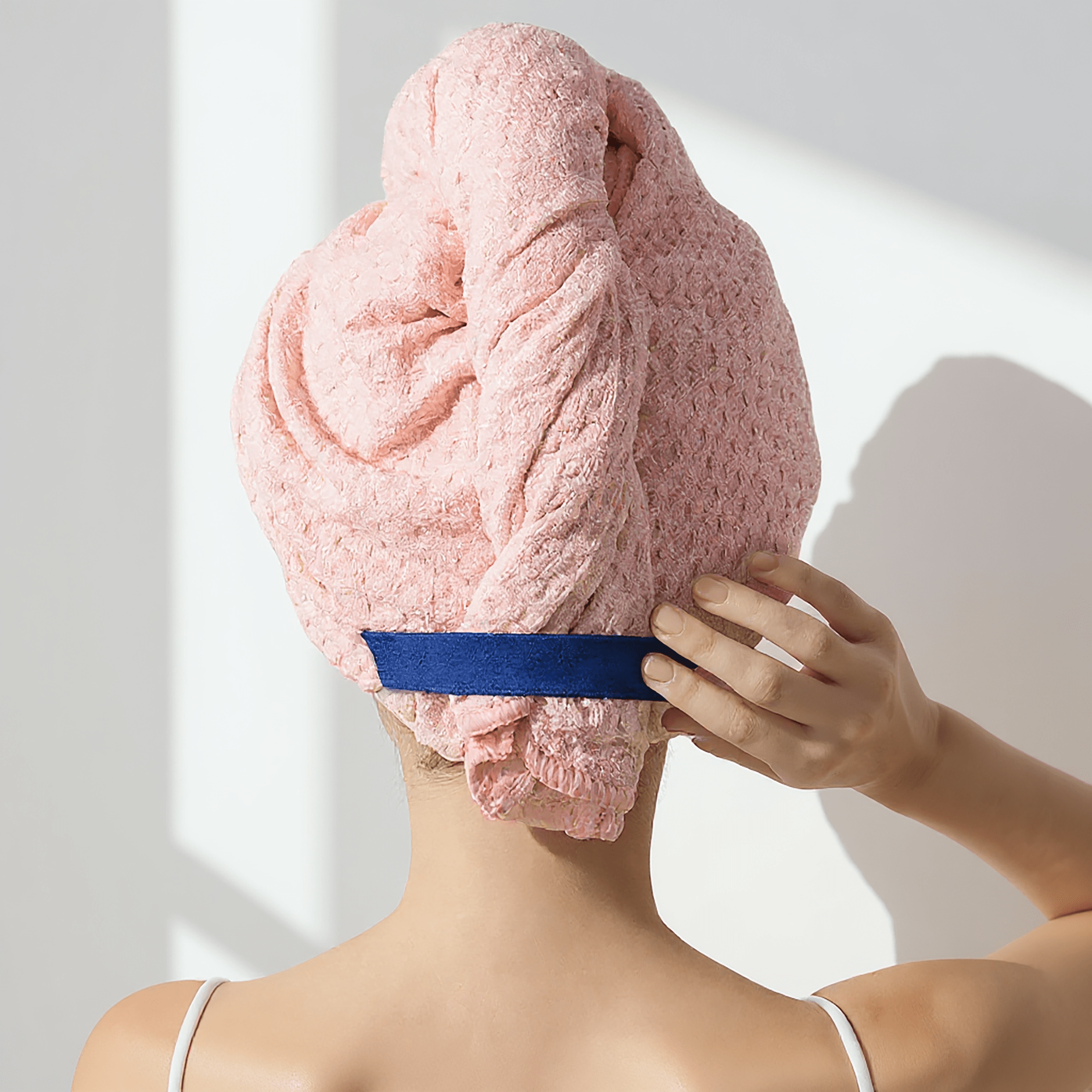 Pink Drawstring Hair Turban - Vividreamore